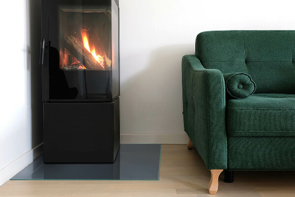 Čtvercové tvrzené sklo pod krbová kamna Barva: Tmavě modrá