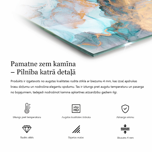 Čtvercové sklo před krb Barva Světle šedá