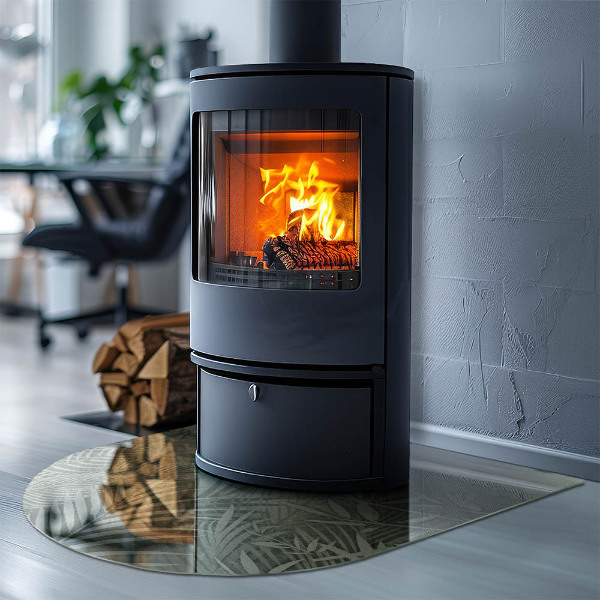 Sklo před krbovou vložku Tropické listy v pozadí