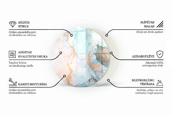Kulatá podložka pod krbová kamna Dekorativní vzory dlaždic
