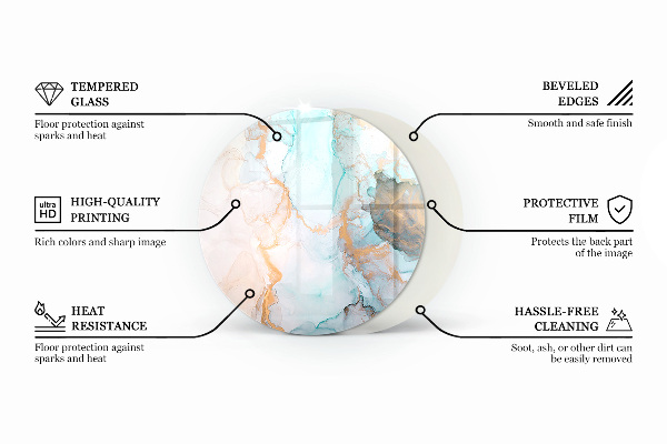 Kulatá podložka pod krbová kamna Textura přírodního kamene
