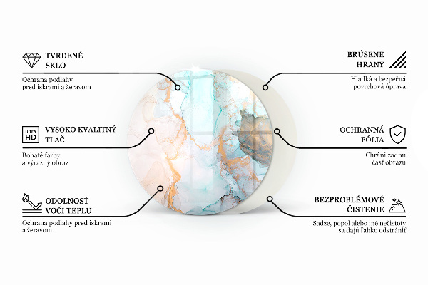 Kulaté sklo pod krbová kamna Elegantní mramorový vzor