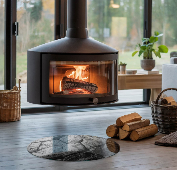 Kulatá podložka pod krbová kamna Vzor z přírodního kamene