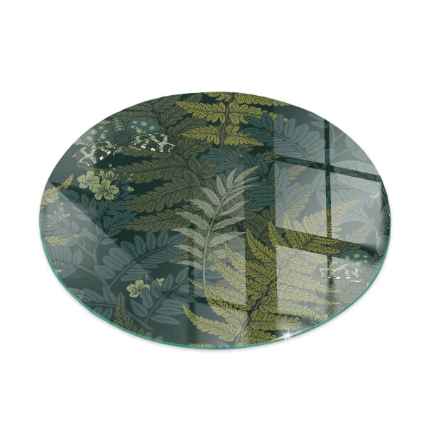 Kulaté sklo pod krbová kamna Rostlinné motivy s motýly