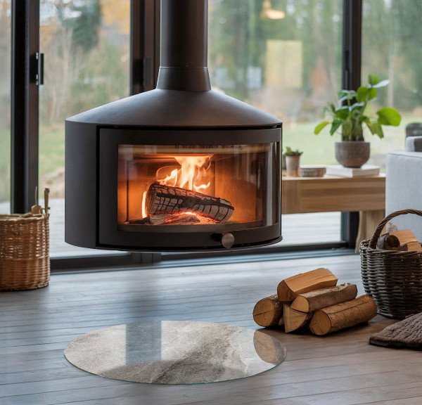 Kulatá podložka pod krbová kamna Vzor z přírodního kamene