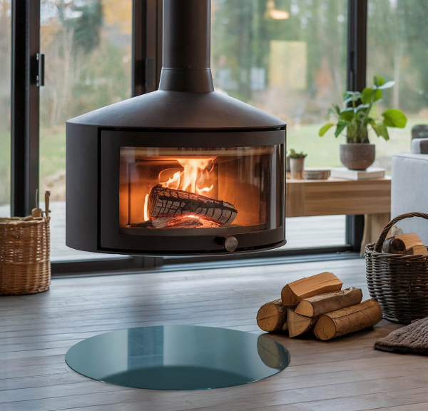 Kulaté sklo pod krbová kamna Barva moře