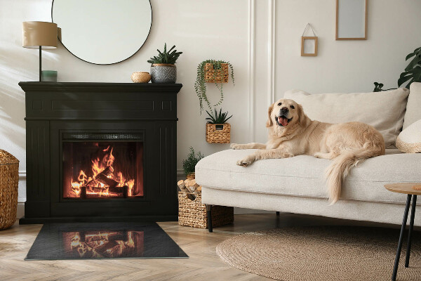 Obdélníkové tvrzené sklo pod krbová kamna Textura přírodního kamene