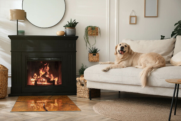 Obdélníkové sklo před krb Dřevěná kresba v průřezu