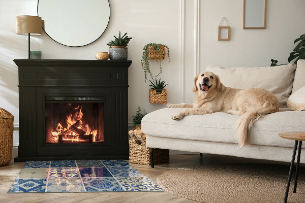 Obdélníkové sklo před krb Vzory keramických dlaždic