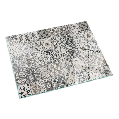 Obdélníkové tvrzené sklo pod krbová kamna Dekorativní vzory dlaždic