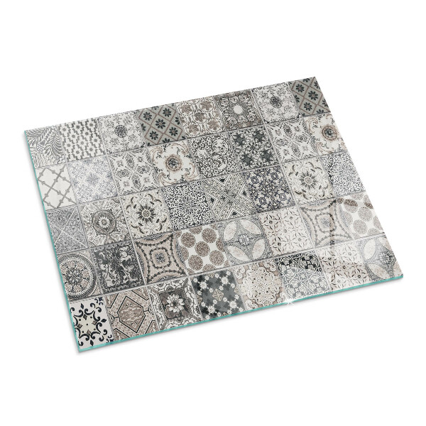 Obdélníkové tvrzené sklo pod krbová kamna Dekorativní vzory dlaždic