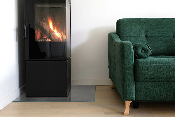 Obdélníkové tvrzené sklo pod krbová kamna Betonová textura s efektem