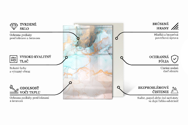 Obdélníkové sklo před krb Abstraktní organický vzor