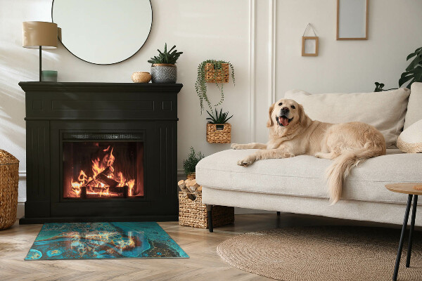 Obdélníkové sklo před krb Abstraktní organický vzor