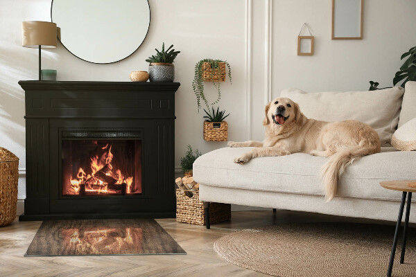 Obdélníkové sklo před krb Přírodní dřevěný vzor