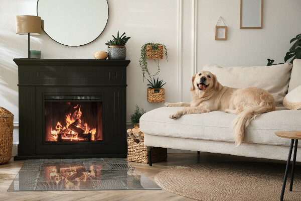 Obdélníkové sklo před krb Vzor perforovaného plechu