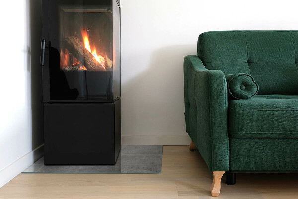 Obdélníkové sklo před krb Textura surového betonu