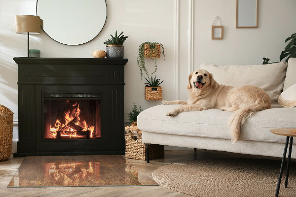 Obdélníkové tvrzené sklo pod krbová kamna Rez textura na kovu