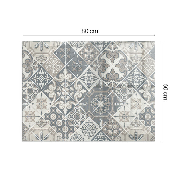 Obdélníkové tvrzené sklo pod krbová kamna Dekorativní mozaikový vzor