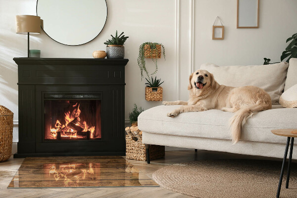 Obdélníkové tvrzené sklo pod krbová kamna Dřevěná deska s obilím