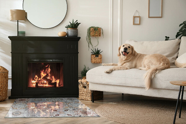 Obdélníkové sklo před krb Mozaikové vzory v dlaždicích