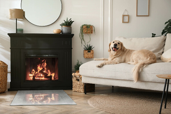 Obdélníkové sklo před krb Textura surového betonu