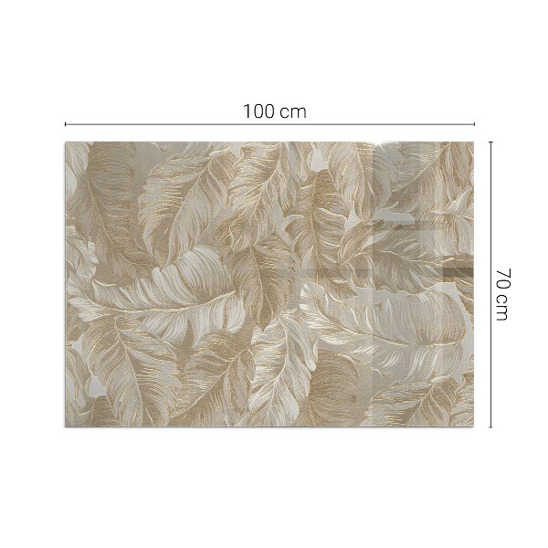 Obdélníkové tvrzené sklo pod krbová kamna Listy v jemných vzorech