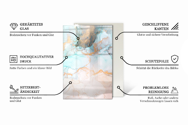 Obdélníkové tvrzené sklo pod krbová kamna Geometrie se dřevem