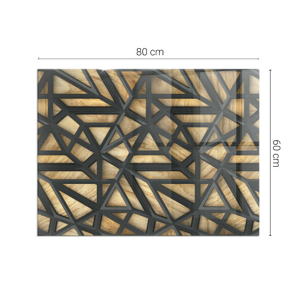 Obdélníkové tvrzené sklo pod krbová kamna Geometrie se dřevem