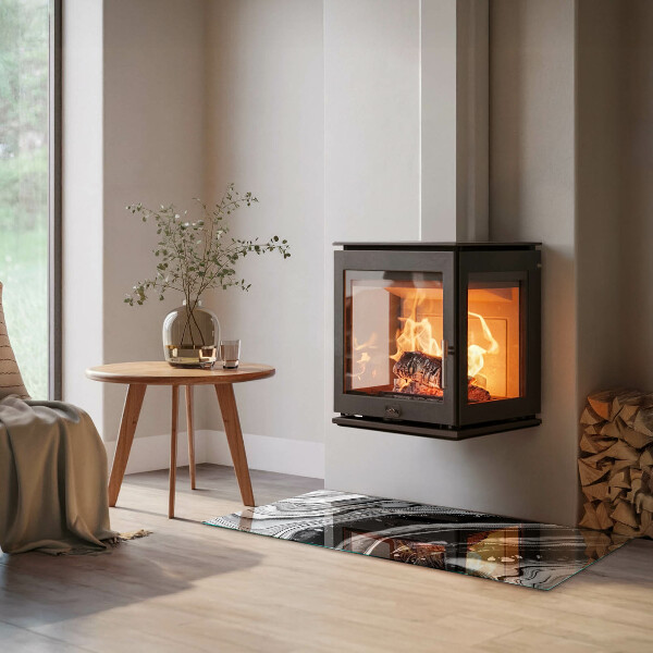 Obdélníkové sklo před krb Abstraktní vlny a čáry