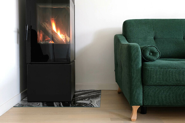 Obdélníkové sklo před krb Abstraktní vlny a čáry