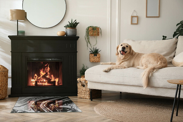 Obdélníkové sklo před krb Abstraktní vlny a čáry