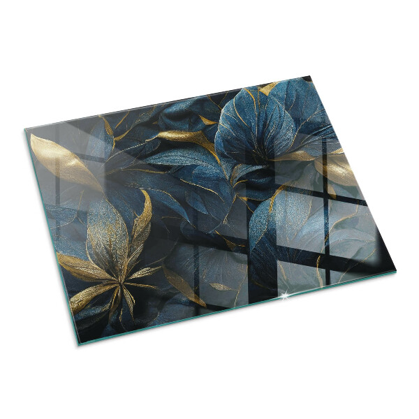 Obdélníkové sklo před krb Elegantní listy v textuře