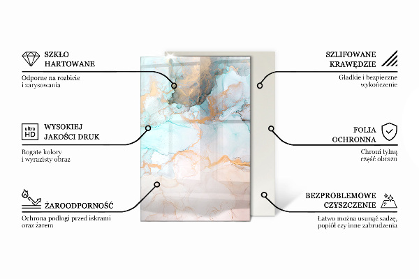 Obdélníkové sklo před krb Elegantní listy v textuře