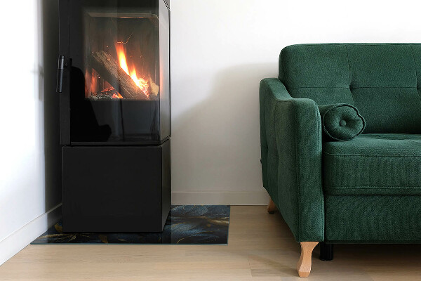 Obdélníkové sklo před krb Elegantní listy v textuře