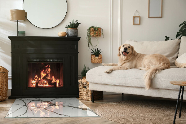 Obdélníkové sklo před krb Mramorový žilní vzor