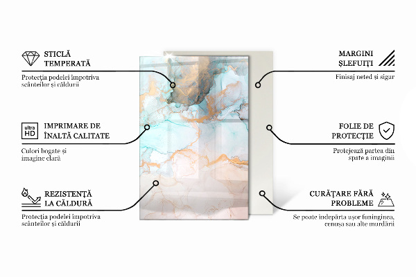 Obdélníkové sklo před krb Mramorový žilní vzor