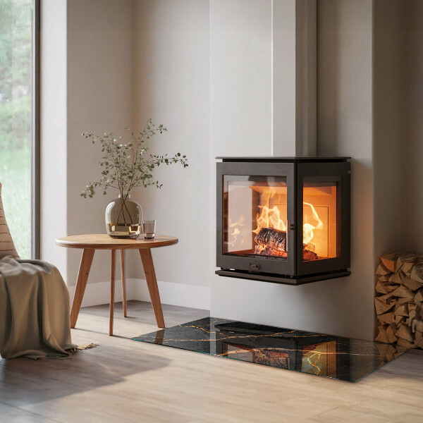 Obdélníkové tvrzené sklo pod krbová kamna Elegantní mramor s žilkami