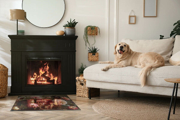 Obdélníkové sklo před krb Kytice květin v detailu