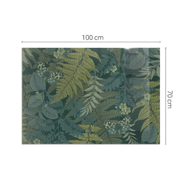 Obdélníkové tvrzené sklo pod krbová kamna Rostlinné motivy s motýly