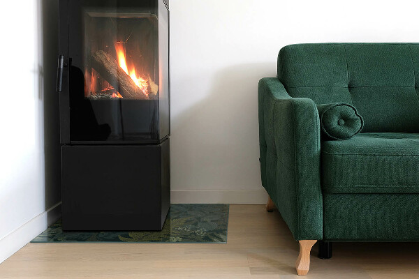 Obdélníkové tvrzené sklo pod krbová kamna Rostlinné motivy s motýly