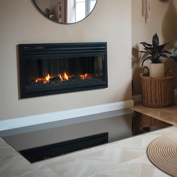 Obdélníkové sklo před krb Barva Černá