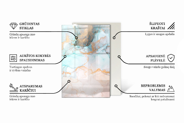 Obdélníkové tvrzené sklo pod krbová kamna Barva moře