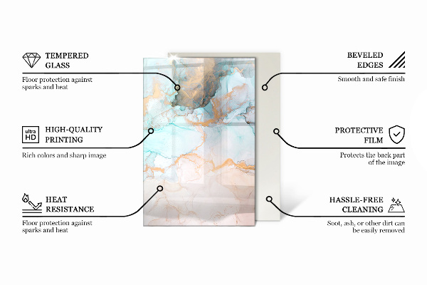 Obdélníkové tvrzené sklo pod krbová kamna Světle krémová barva
