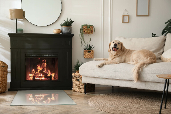 Obdélníkové tvrzené sklo pod krbová kamna Světle krémová barva