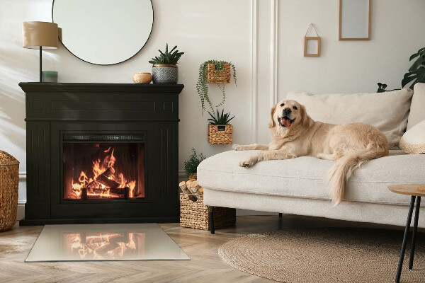 Obdélníkové tvrzené sklo pod krbová kamna Barva béžová