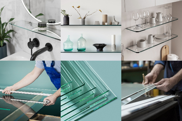 Skleněná police 90x13 cm