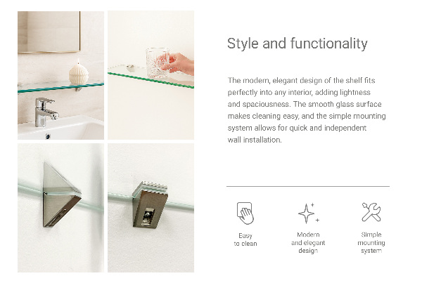 Skleněná police 90x13 cm