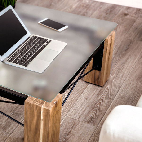 Čtvercová poloprůsvitná skleněná deska na stůl