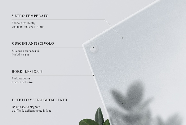 Čtvercová poloprůsvitná skleněná deska na stůl